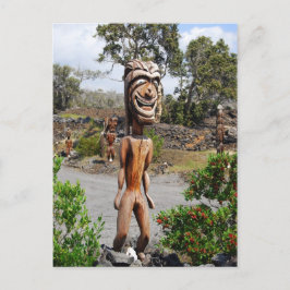 Laughing Hawaiian Ki'i Sculpture Postcard Vykort