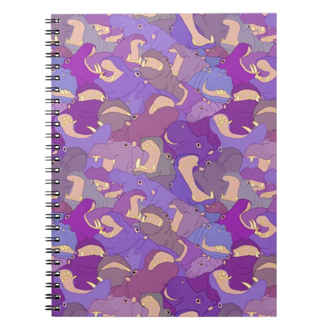 Laughing Hippos - purple Anteckningsbok (Framsidan)