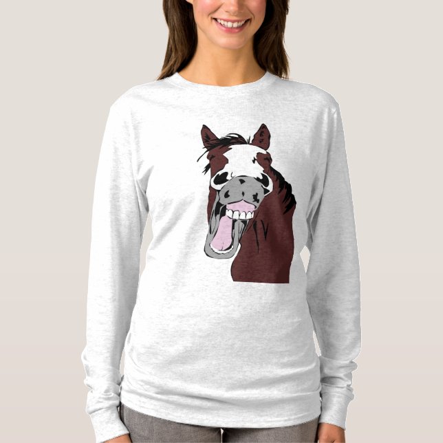 Laughing Horse Head Humor för Horse Lovers Tee (Framsida)