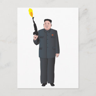 Laughing Kim Jong-un avfyrade en pistol i luft Vykort