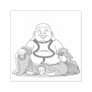 Laughing Maitreya Buddha gummi frimärke Stämpel