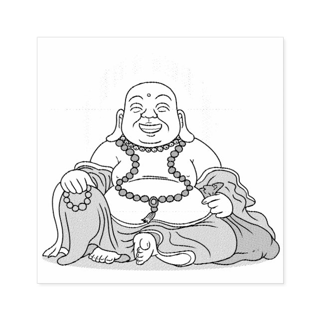 Laughing Maitreya Buddha gummi frimärke Stämpel (Tryck)