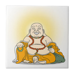 Laughing Maitreya Buddha keramisk panel Kakelplatta