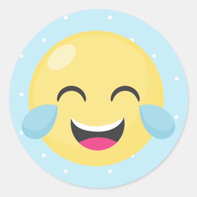 Laughing out Loud Emoji Dots Runt Klistermärke (Framsida)