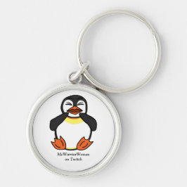 Laughing Penguin, MeWarriorWoman på Twitch Rund Silverfärgad Nyckelring