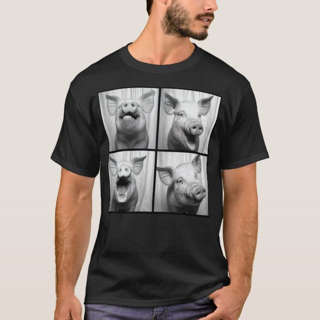 Laughing Pig Lover Retro Portrait Hog Farmer Funny T Shirt (Framsida)