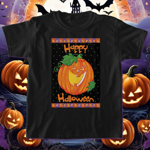 Laughing Pumpkin Cute Halloween Girl T Shirt
