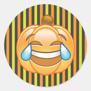 Laughing Pumpkin Emoji Sticker Runt Klistermärke