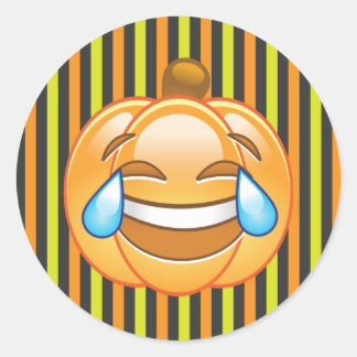 Laughing Pumpkin Emoji Sticker Runt Klistermärke