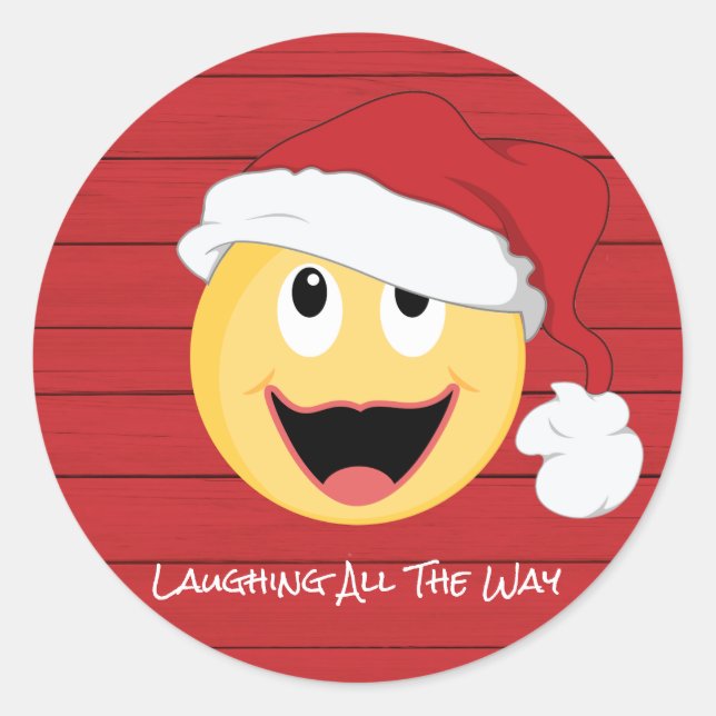 Laughing Santa Imoge Sticker Runt Klistermärke (Framsida)