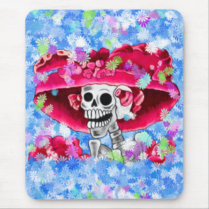 Laughing Skeleton Woman in Red Bonnet Musmatta