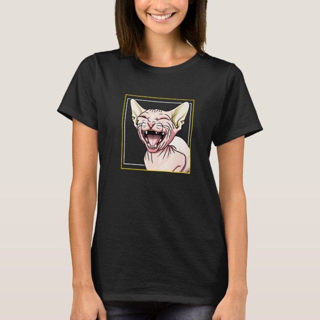 Laughing Sphynx Cat T Shirt (Framsida)