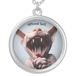 Laughing Sphynx Pendant Silverpläterat Halsband