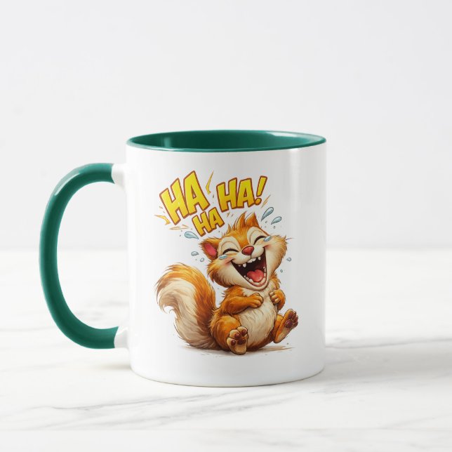 Laughing Squirrel Cute Cartoon Illustration Mugg (Vänster)