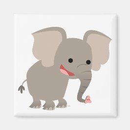 Laughing Tecknad Elephant Magnet