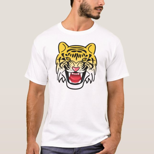 Laughing Tiger Ansikte Artwork T Shirt (Framsida)