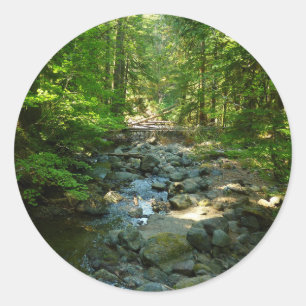 Laughingwater Creek vid Mount Rainier National Par Runt Klistermärke