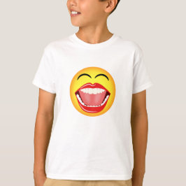 Laughny Big Open Mouth Ansikte Emoji Tee Shirt
