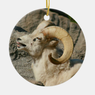 Laughny Bighorn Sheep eller Ram Julgransprydnad Keramik
