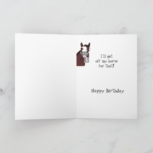 Laughny Horse Birthday Humor Card Kort (Inuti)
