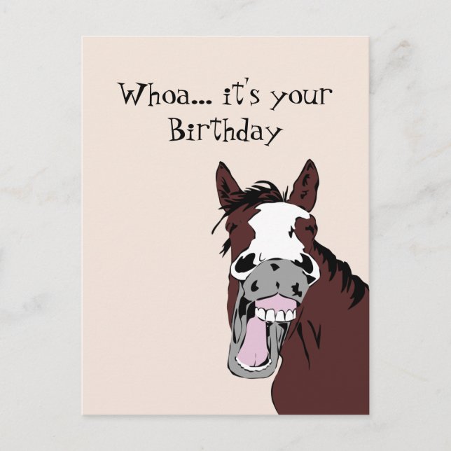 Laughny Horse Birthday Humor Card Vykort (Framsida)