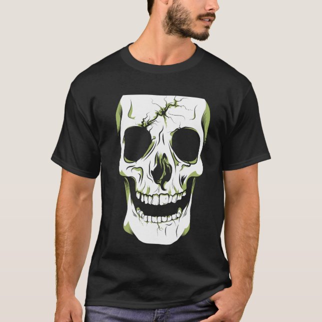 Laughting Skull ModernBlack Art Grunge T Shirt (Framsida)