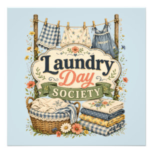 Laundry Day Society Cottagecore Blommor Fototryck