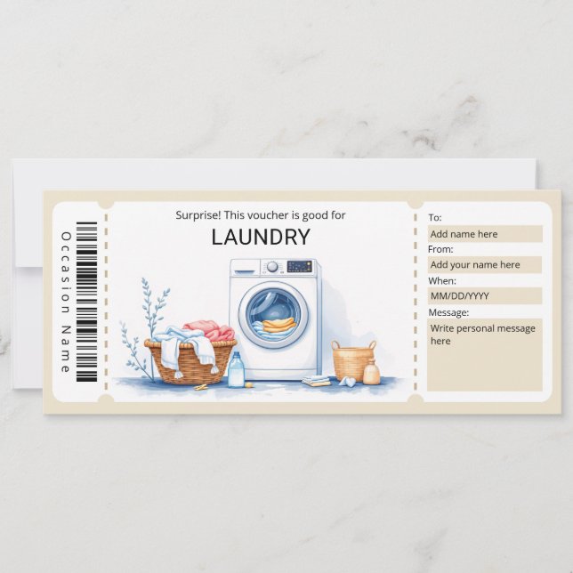 Laundry Gift Certificate  Inbjudningar (Framsida)