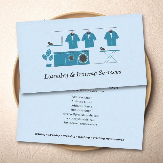 Laundry & Ironing Services Visitkort (Laundry & Ironing Services Business Card)