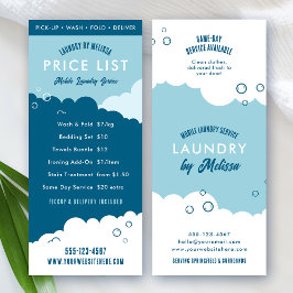 Laundry Service Dry Cleaner Price List Blue White Reklamkort