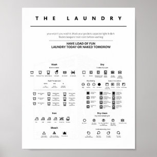 Laundry Sign Symbols Poster