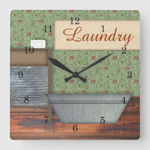 Laundry Wall Clock Fyrkantig Klocka