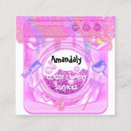 Laundry Washing Cleaning Service QR Code White Fyrkantigt Visitkort