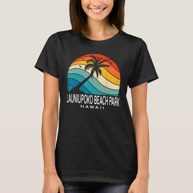 Launiupoko Beach Park Hawaii Beach Palm Tree Souve T Shirt (Framsida)