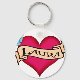 Laura - Anpassningsbar Heart Tattoo T-shirts & Gif Nyckelring