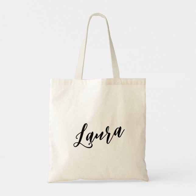 Laura Anpassningsbar Script Design Tote Bag Tygkasse (Baksida)