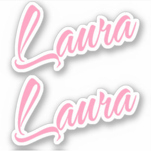 Laura Decorative Namn i Rosa x2 Sticker Klistermärken