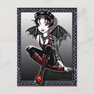 Laura Fladdermus Winged Biker Fae Vykort