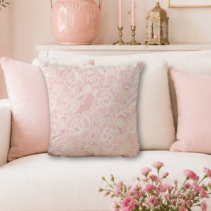Laura 🌸 Mjuk Rosa Barocka Blommotiv Kudde