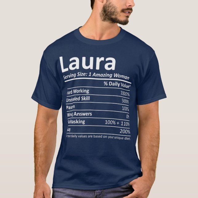 LAURA Nutrition Personlig Namn Funny Gift T Shirt (Framsida)