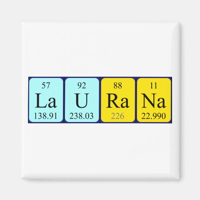 Laurana periodisk bord namn magnet (Framsidan)