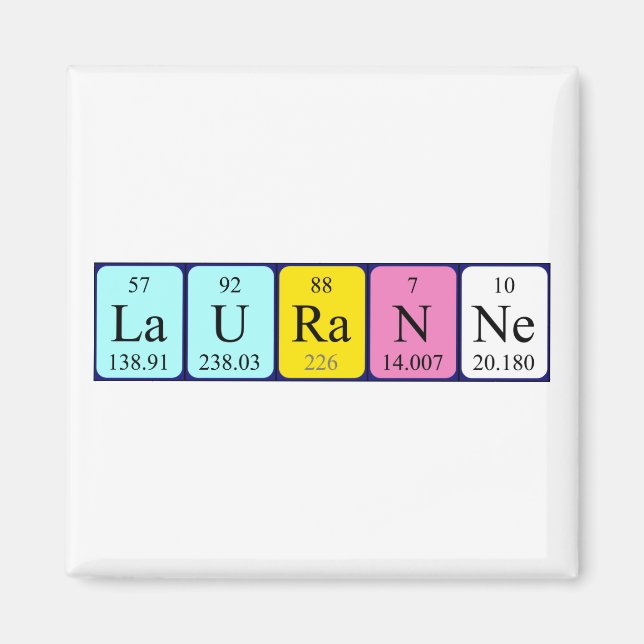 Lauranne periodisk bord namn magnet (Framsidan)