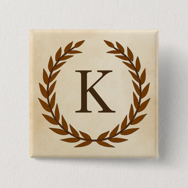 Laurbård på pergamentmonogram initial K Knapp (Framsida)
