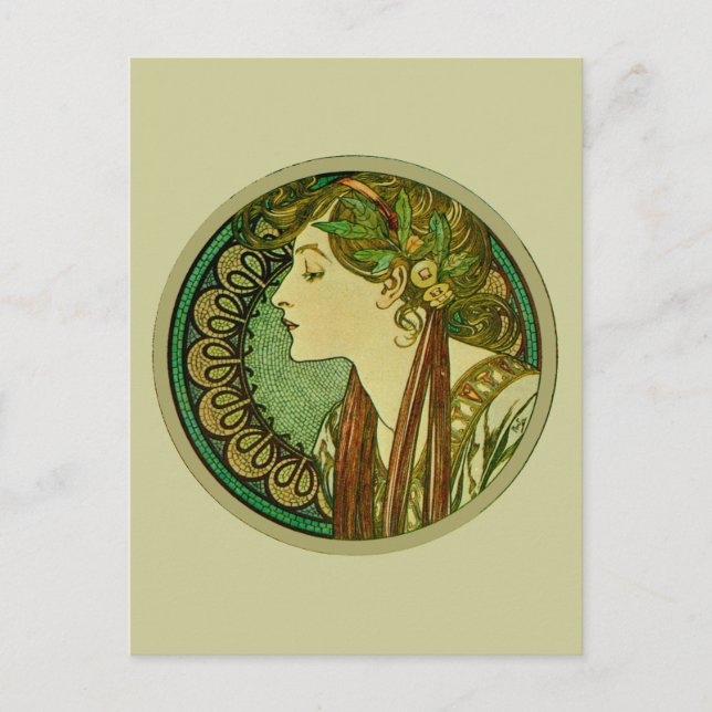 Laurel, Alphonse Mucha Fine Art Nouveau Vykort (Framsida)