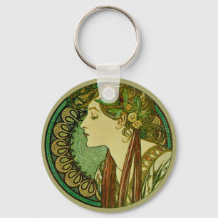 Laurel, Alphonse Mucha Vintage Art nouveau Nyckelring