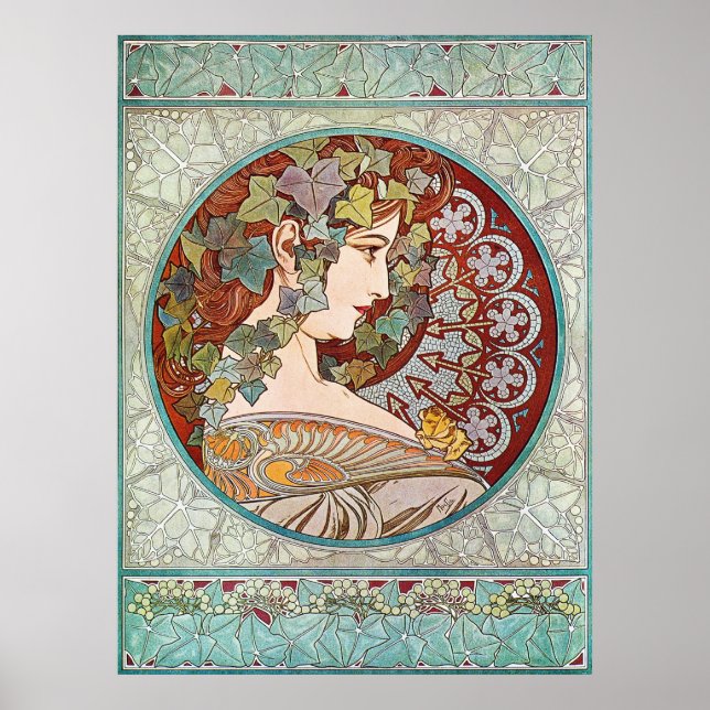 Laurel, Art nouveau Illustration av Alphonse Mucha Poster (Framsidan)