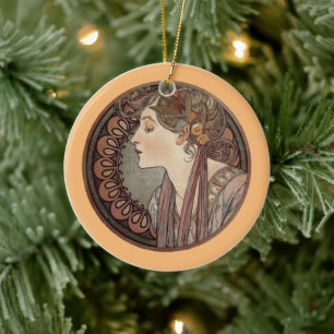 Laurel av Alphonse Mucha Julgransprydnad Keramik