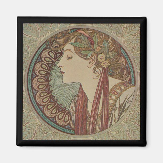 Laurel av Alphonse Mucha Magnet (Framsidan)
