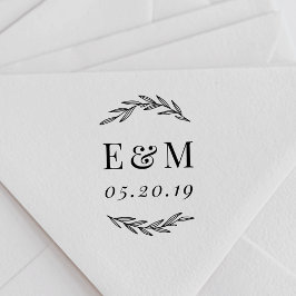 Laurel Branch Monogram Bröllop Save the Date Stämpel