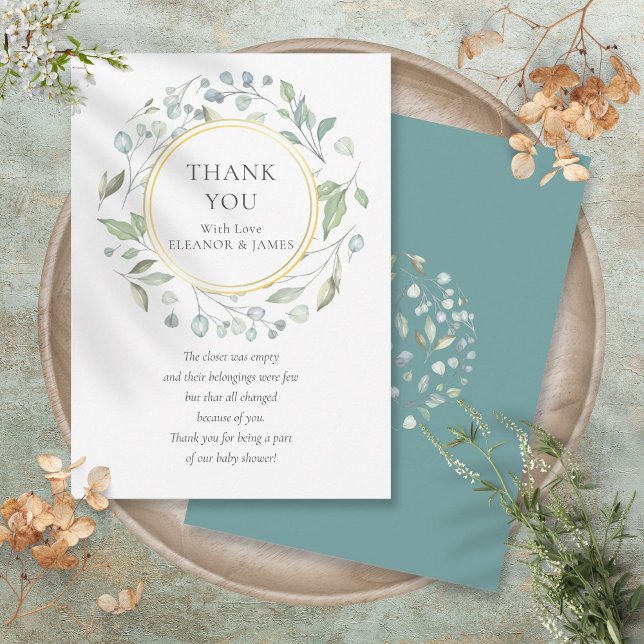 Laurel Garland Baby Shower Tack för Vers Kort (Laurel Garland Baby Shower Thank You Poem)